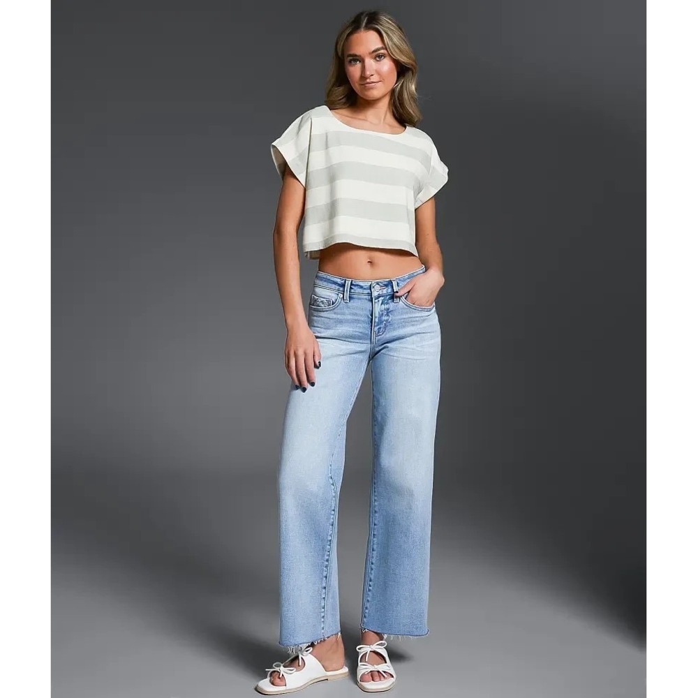 Buckle Black Fit No. 23 Cropped Jeans‎ Womens 28x28 Wide Leg Raw Hem Stretch